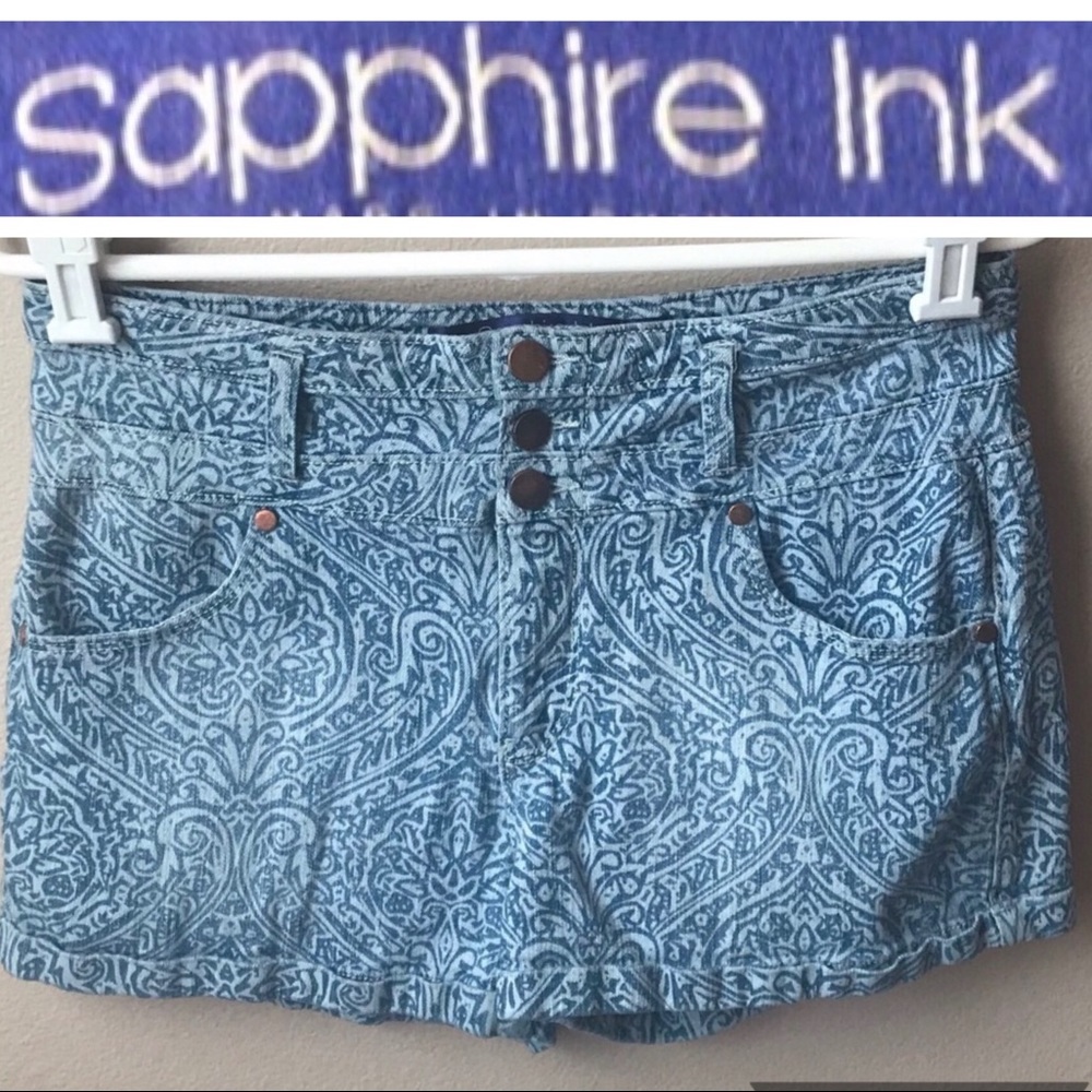 Sapphire Ink Jean Denim High Waisted Mini Shorts Sz 11